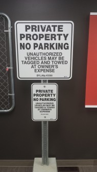 The standard size for City of Edmonton parking signs (pictured at top) is 24" x 24"